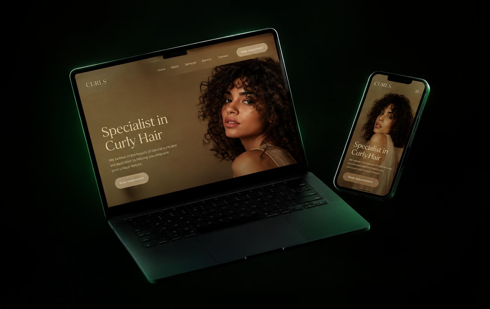 Site de Beatriz Santiago exibido em notebook e celular